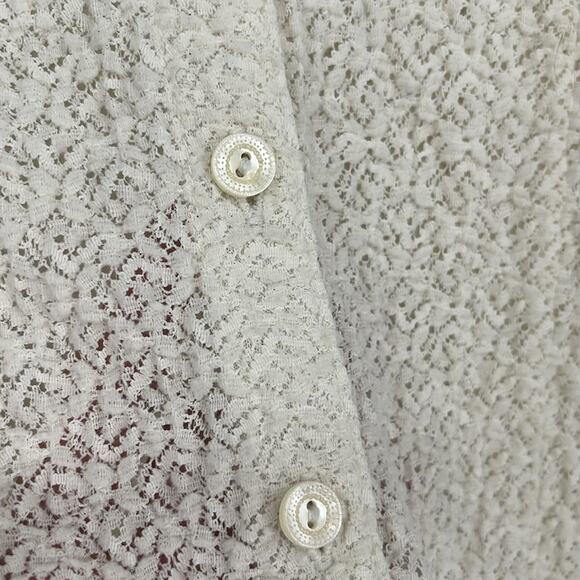 J. Jill Vintage 90s Lace Button Down Shirt Top Cream XS Polo Cardigan Cottage - Picture 4 of 8